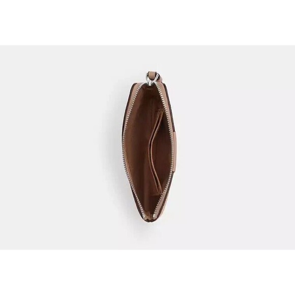 Coach Corner Zip Wristlet in Signature Canvas with Stripe Silver Sand Taupe - Picture 7 of 7